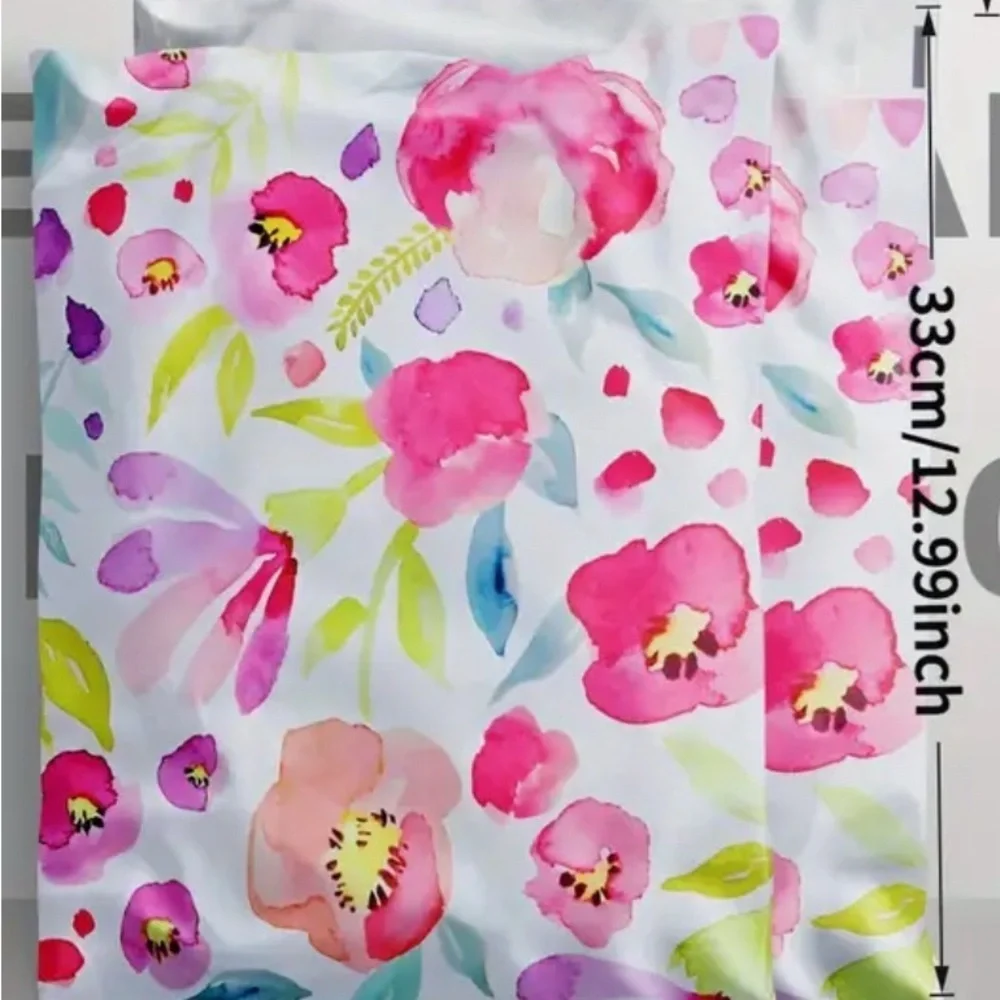 Pack of 10 Pink Floral Poly Mailers 10 x 13 Inches - 10 Count